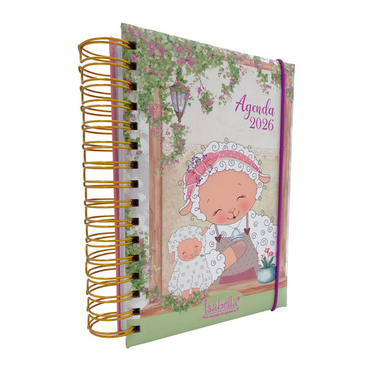 Agenda Isabella 2026 (diseño mamá con bebé oveja)