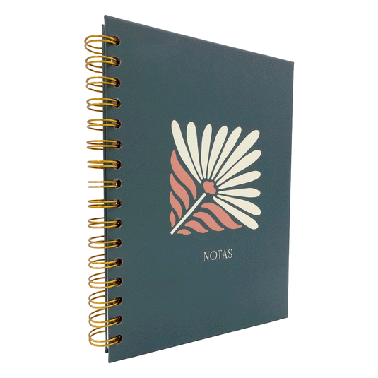 Libreta tapa dura verde Flor