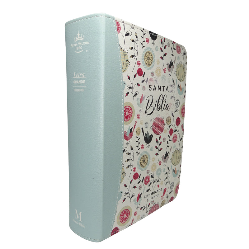 Cargue la imagen en el visor de la galería, Biblia RVR 1960, Tamaño portátil, Letra Grande, imitación piel turquesa primaveral
