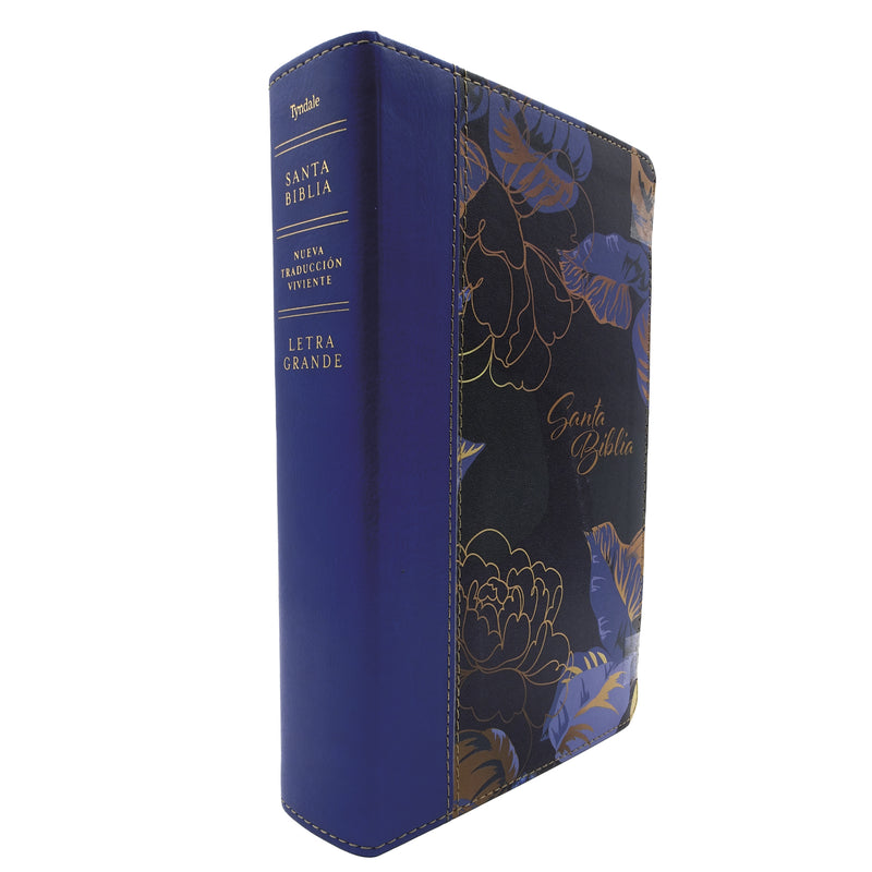 Cargue la imagen en el visor de la galería, Biblia manual NTV, con Filament, Letra Grande, SentiPiel azul oscuro flores
