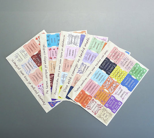 75 Etiquetas bíblicas Floreadas VARIEDAD DE DISEÑOS (en español)