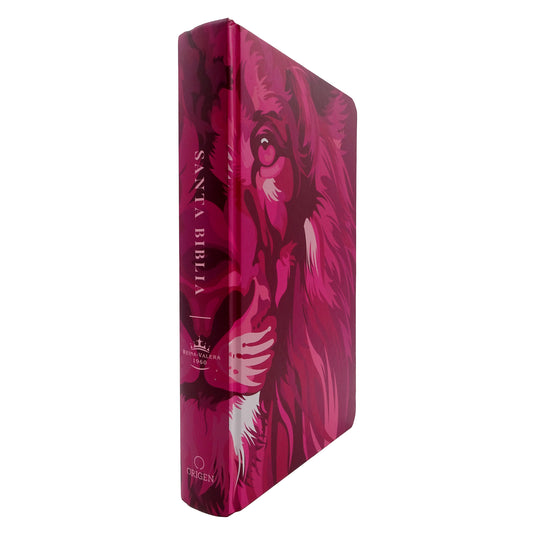 Biblia León de Judá RVR 1960, Letra Grande, Tamaño Manual, Tapa dura fucsia