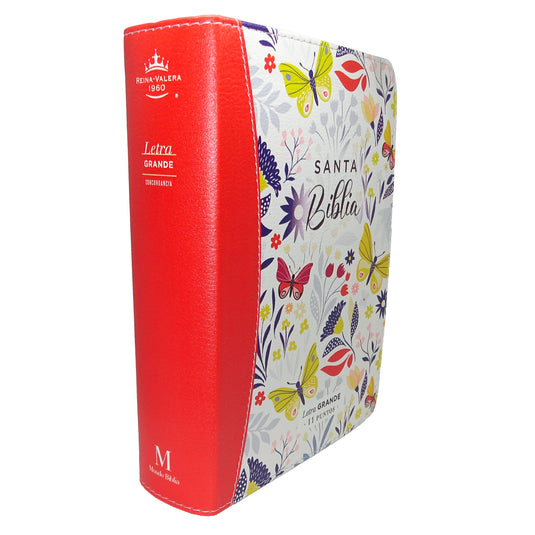 Biblia RVR 1960, Tamaño portátil, Letra Grande, imitación piel naranja primaveral
