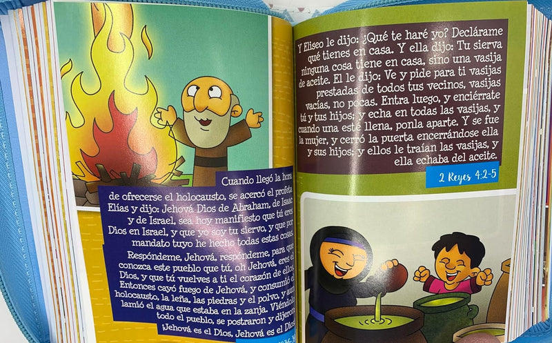 Cargue la imagen en el visor de la galería, Biblia para niños de bolsillo Mi gran viaje RVR 1960, Cierre zíper, imitación piel celeste
