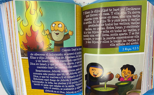 Biblia para niños de bolsillo Mi gran viaje RVR 1960, Cierre zíper, imitación piel celeste