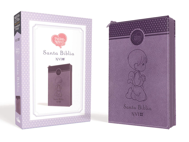 Cargue la imagen en el visor de la galería, Santa Biblia Precious Moments NVI Angelitos, Cierre Zíper morada

