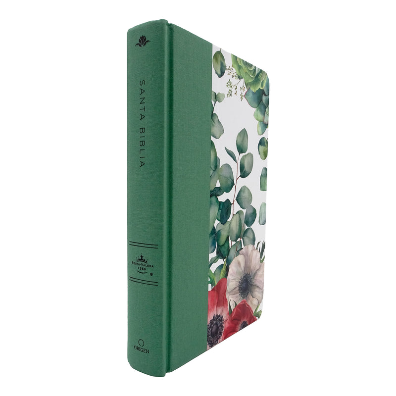 Cargue la imagen en el visor de la galería, Biblia RVR 1960, Letra Grande, Tamaño Manual, Tapa dura/ tela verde con flores
