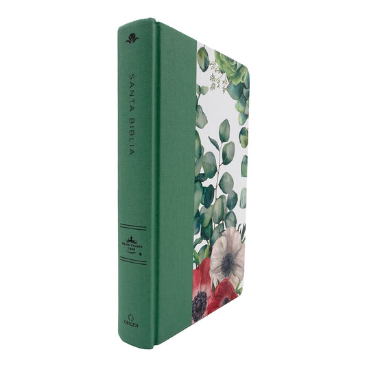 Biblia RVR 1960, Letra Grande, Tamaño Manual, Tapa dura/ tela verde con flores