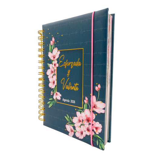 Agenda Esforzada y Valiente Flores rosas 2026