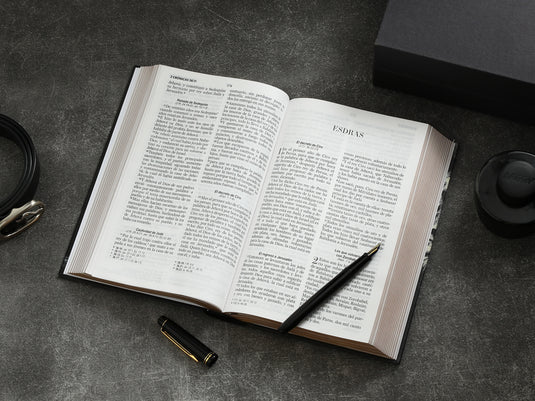 Biblia RVR 1960, Tamaño Manual, Letra Grande, tapa dura con elástico León