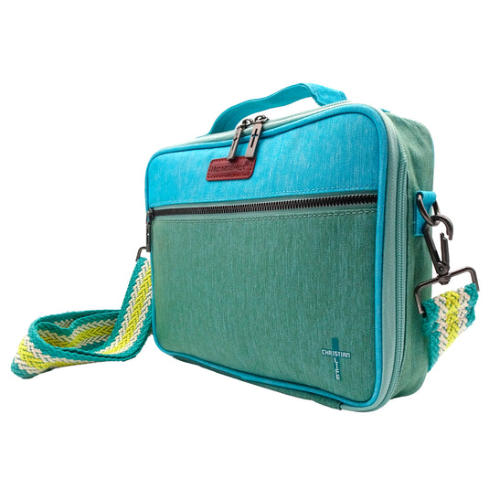 Estuche para biblia verde con celeste