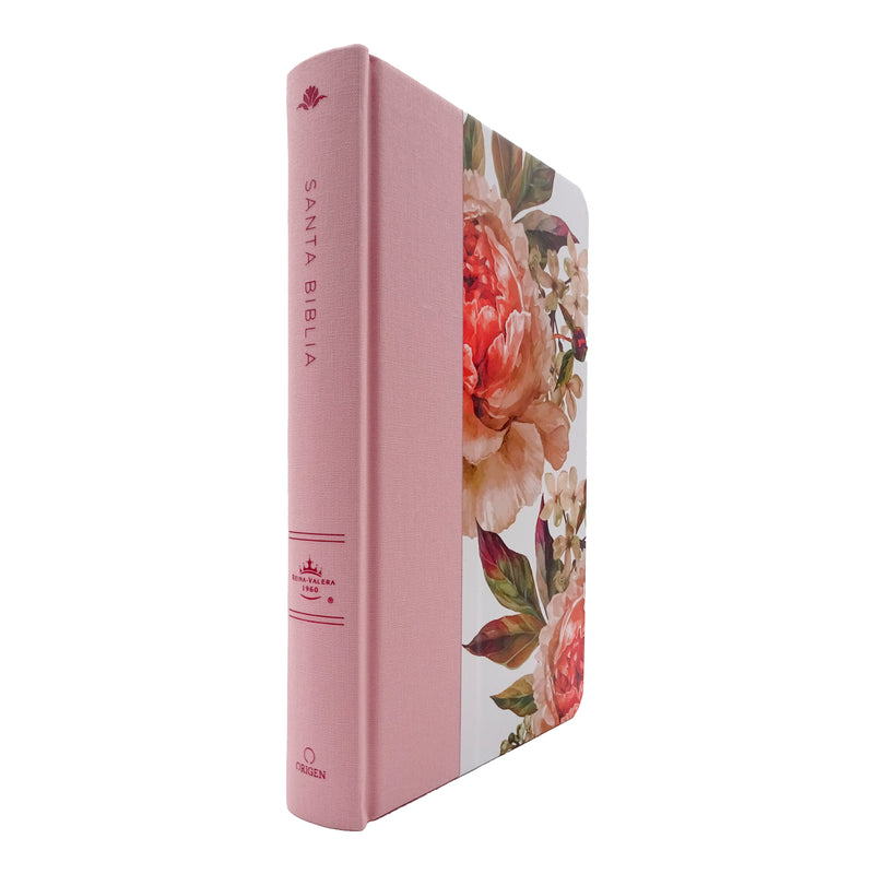 Cargue la imagen en el visor de la galería, Biblia RVR 1960, Letra Grande, Tamaño Manual, Tapa dura/ tela rosada con flores
