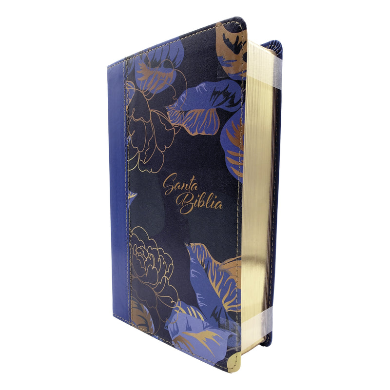 Cargue la imagen en el visor de la galería, Biblia manual NTV, con Filament, Letra Grande, SentiPiel azul oscuro flores
