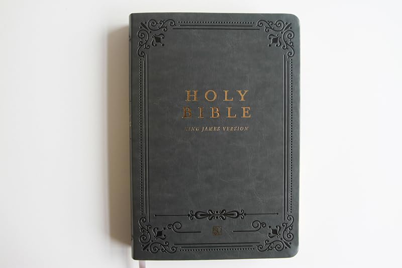 Cargue la imagen en el visor de la galería, KJV Holy Bible, Giant Print,  Index, Gray Premium Imitation Leather (Biblia en inglés)
