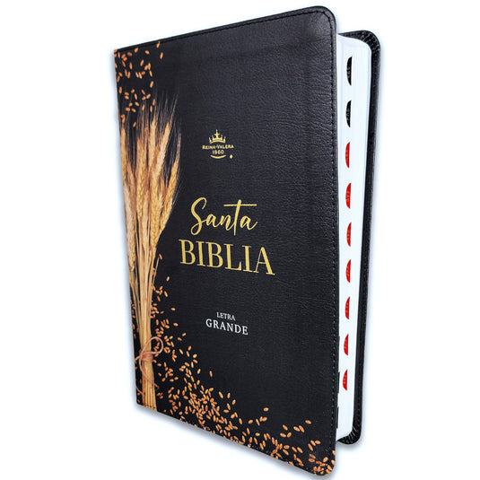 Biblia RVR 1960, Tamaño Manual, Letra Grande, con índice, imitación piel Trigo