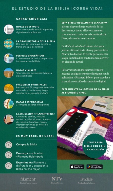 Cargue la imagen en el visor de la galería, Biblia de estudio del Diario Vivir para jóvenes NTV con Filament, con índice, Sentipiel rosa

