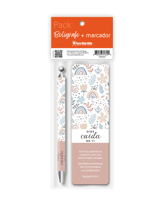 Set de separador y lapicero Dios cuida de ti