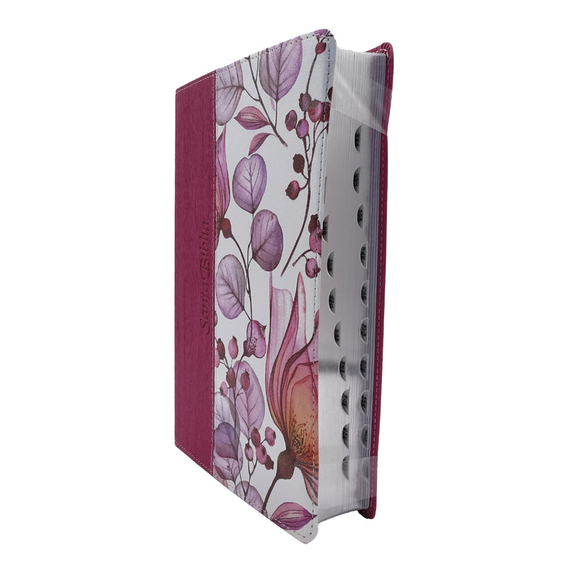 Cargue la imagen en el visor de la galería, Santa Biblia NTV, Edición personal, Letra Grande, con índice, imitación piel rosa flores
