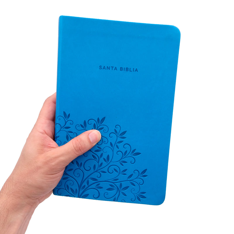 Cargue la imagen en el visor de la galería, Biblia RVR 1960, Letra Grande, Tamaño Manual, símil piel azul
