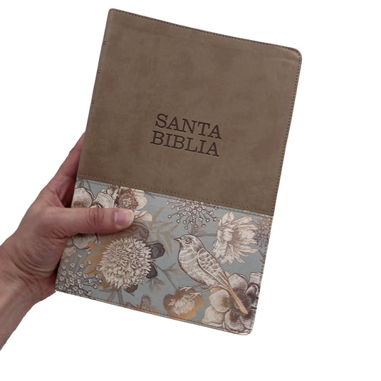 Biblia NTV, Letra Súper Gigante, con índice, imitación piel beige pájaro
