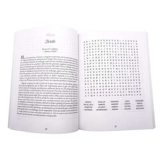 Sopas de letras Devocional de Mañana y Tarde para Paz y Bienestar: Letra grande