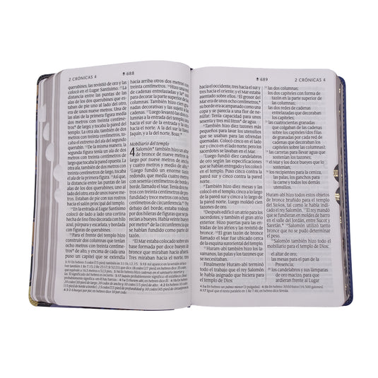 Biblia manual NTV, con Filament, Letra Grande, con índice, SentiPiel azul oscuro flores