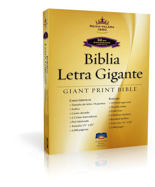 Biblia RVR 1960, Letra Gigante, Piel fabricada negra