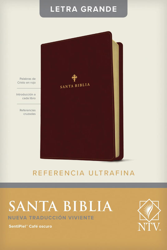 Biblia NTV, ultrafina, Letra Grande, con índice, imitación piel café oscuro