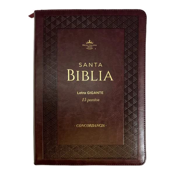 Cargue la imagen en el visor de la galería, Biblia RVR 1960, Letra Gigante, Cierre zíper, con índice, imitación piel café
