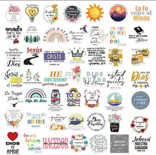 Paquete de 5 stickers cristianos (Diseño variado)