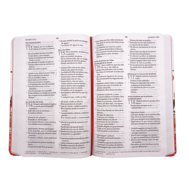Cargue la imagen en el visor de la galería, Biblia RVR 1960, Letra Grande, Tamaño Manual, Tapa dura/ tela rosada con flores
