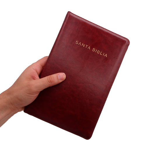 Biblia ultrafina RVR 1960, Tamaño Manual, Cierre zíper, Letra Grande, símil piel café