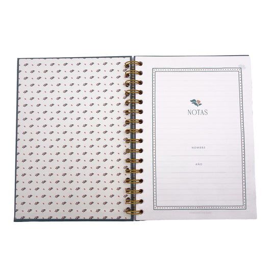 Libreta tapa dura verde Flor