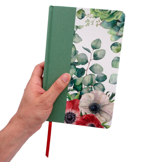 Biblia RVR 1960, Letra Grande, Tamaño Manual, Tapa dura/ tela verde con flores