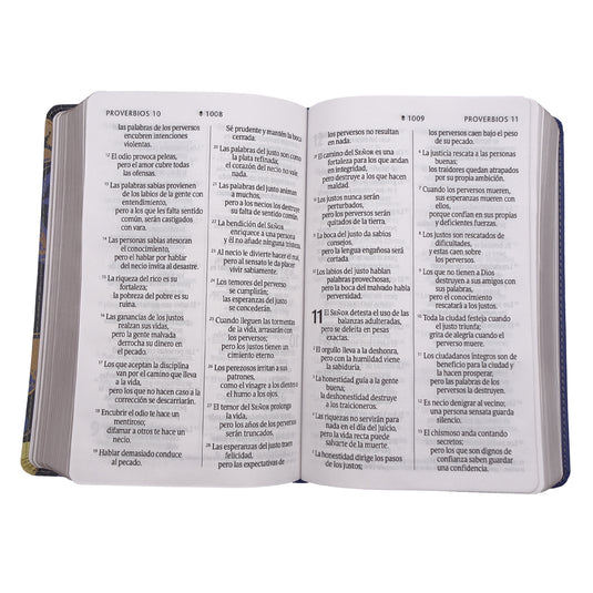 Biblia manual NTV, con Filament, Letra Grande, SentiPiel azul oscuro flores