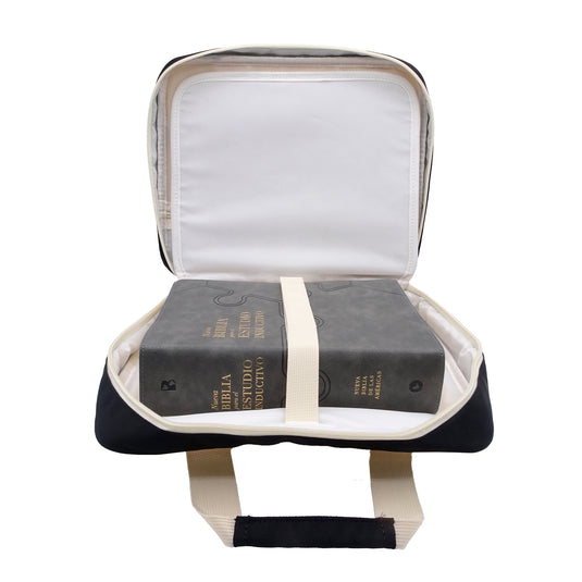 Estuche grande para Biblia negro con beige