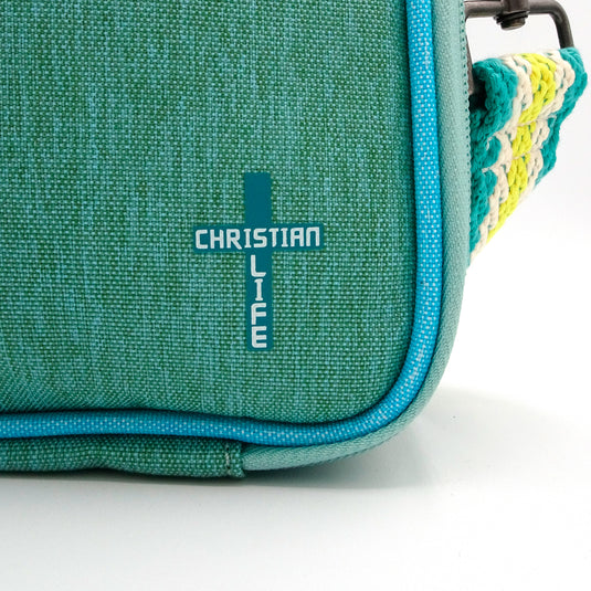 Estuche para biblia verde con celeste