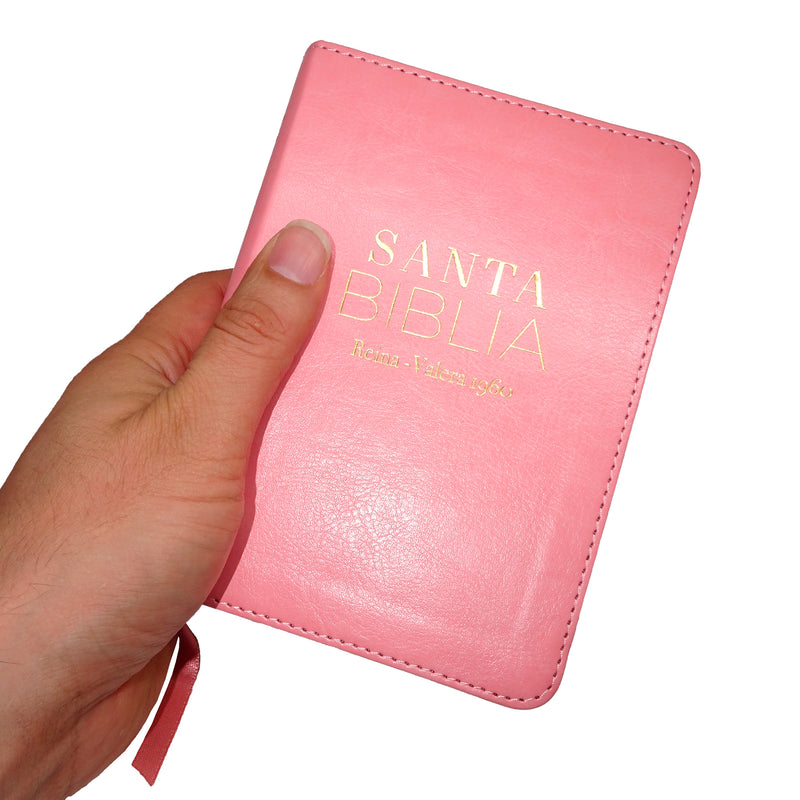 Cargue la imagen en el visor de la galería, Biblia RVR 1960, Tamaño Bolsillo, imitación piel rosada
