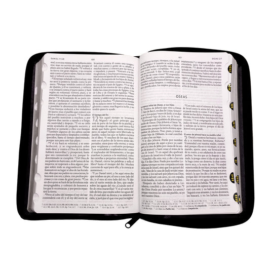 Biblia RVR 1960, Letra Grande, Tamaño Manual, Cierre zíper, simil piel negra con nombres de Dios