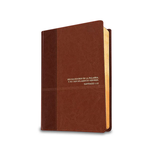 Biblia de estudio del Diario Vivir RVR 1960, imitación piel café claro