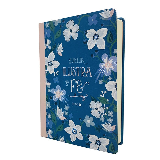 Biblia Ilustra tu Fe NVI, azul floreada