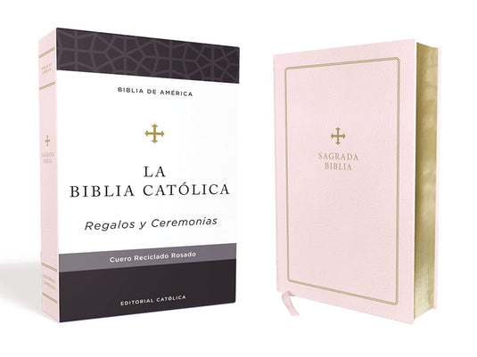 Biblia Católica Regalos y Ceremonias, piel reciclada rosado