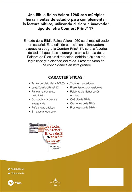 Biblia RVR 1960, Letra Súper Gigante, Cierre zíper, imitación piel café