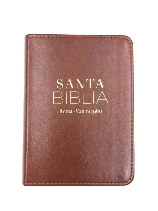 Biblia RVR 1960, Tamaño Bolsillo, imitación piel café