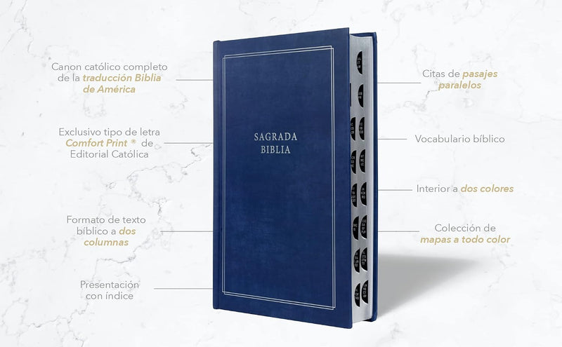 Cargue la imagen en el visor de la galería, Biblia Católica Regalos y Ceremonias, con Índice, Tapa dura azul
