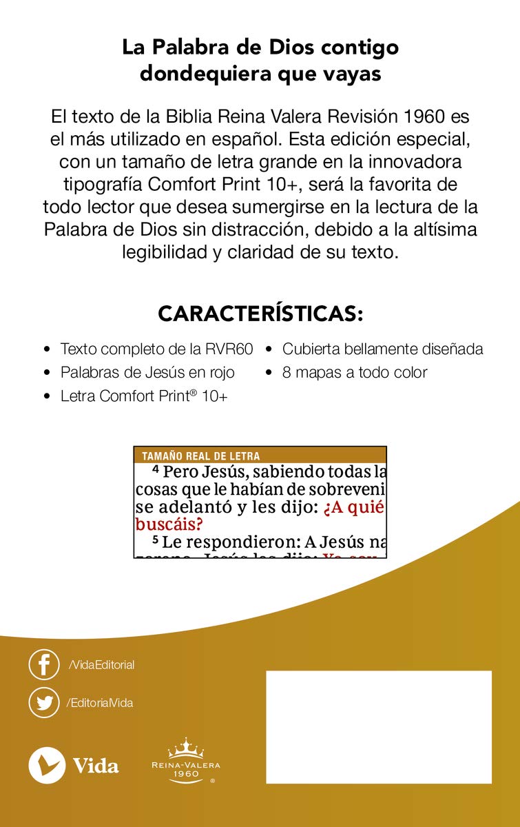 Cargue la imagen en el visor de la galería, Biblia RVR 1960, Letra Grande, Tamaño Compacto, Tapa dura/tela azul floral
