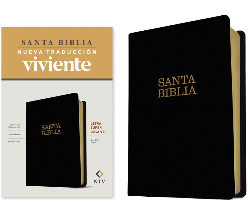 Cargue la imagen en el visor de la galería, Biblia NTV, Letra Súper Gigante, imitación piel negro

