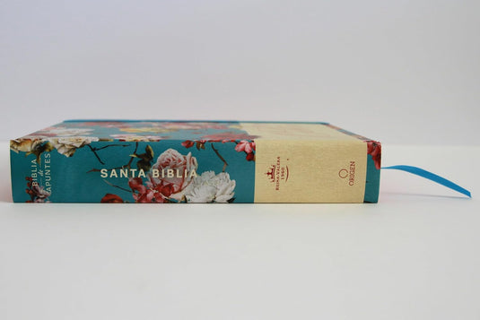 Biblia de Apuntes RVR 1960, Tapa dura azul celeste con flores