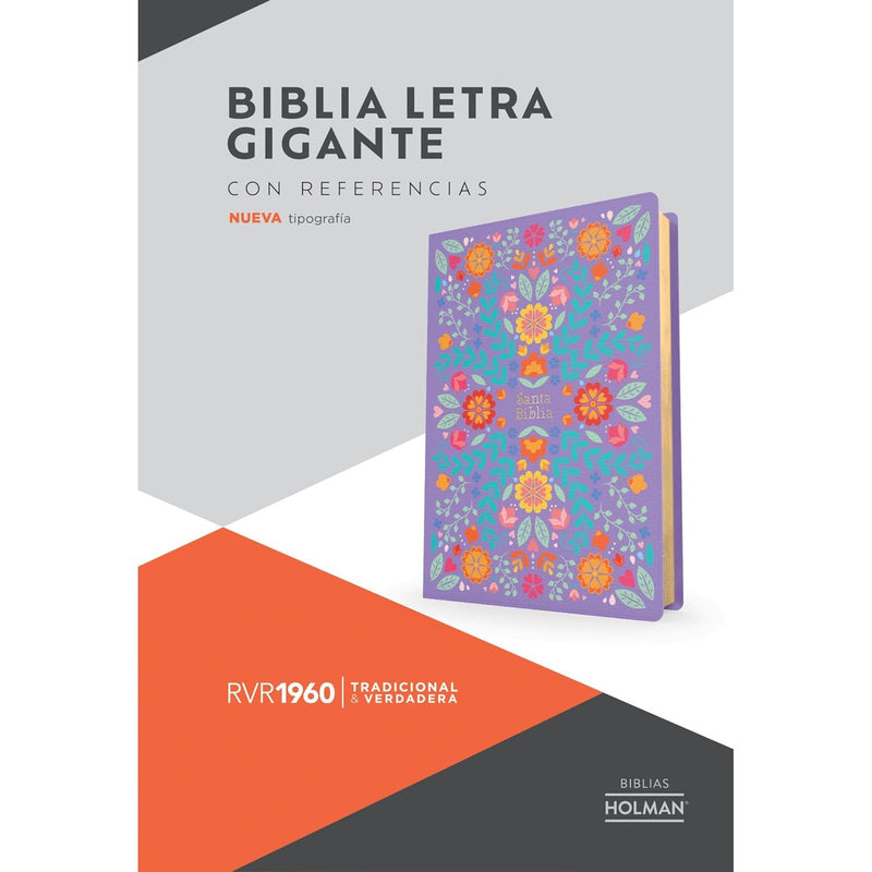 Cargue la imagen en el visor de la galería, Biblia RVR 1960 Letra Gigante, símil piel lila floreada
