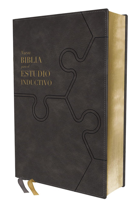 Biblia para el estudio inductivo NBLA, Interior a dos colores, imitación piel gris
